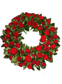 coroana rotunda 100 trandafiri rosii