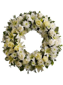 coroana rotunda crizanteme crini trandafiri santini