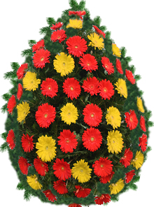 coroana gerbera portocalie si galbena