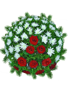 coroana rotunda crizanteme trandafiri