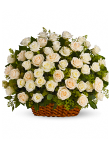 cos funerar trandafiri albi