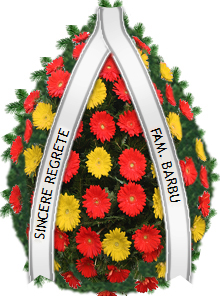 coroana gerbera portocalie si galbena