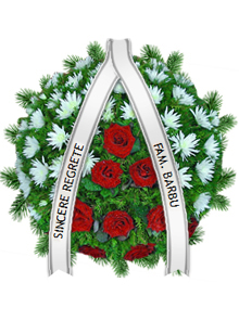 coroana rotunda crizanteme trandafiri