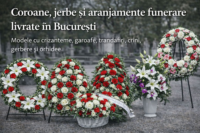 coroane jerbe si aranjamente funerare cu livrare in Bucuresti