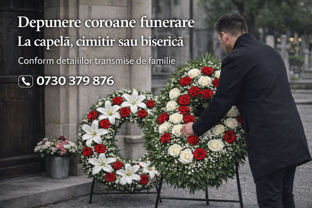 depunere coroane funerare la capela sau cimitir in Bucuresti