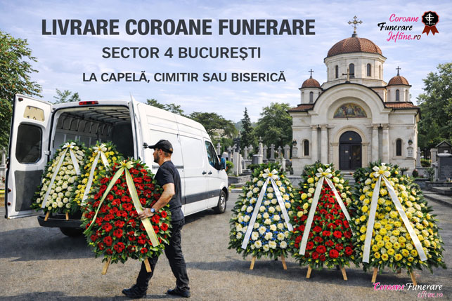 livrare coroane funerare Sector 4 la capela sau cimitir