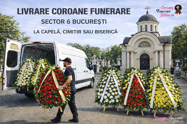 livrare coroane funerare Sector 6 la capela sau cimitir