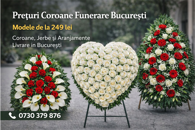preturi coroane funerare Bucuresti din flori naturale