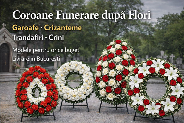 preturi coroane funerare din garoafe crizanteme trandafiri si crini
